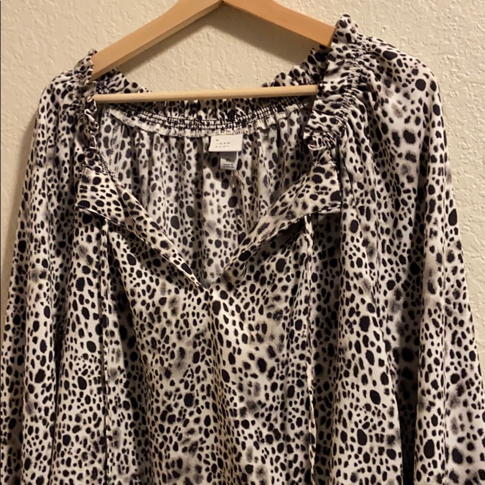 Black & White Leopard Print Blouse